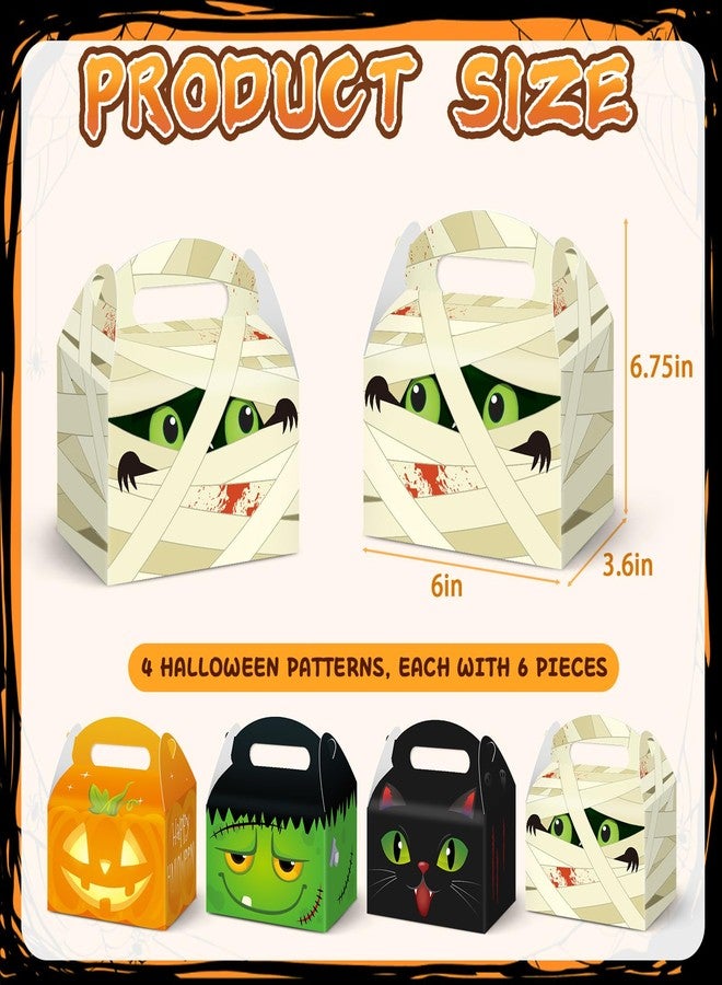 WEEPA 24 Pcs Halloween Treat Boxes Trick or Treat Candy Boxes Cardboard Paper Boxes with Handles for Halloween Party Favor Supplies - Image 3
